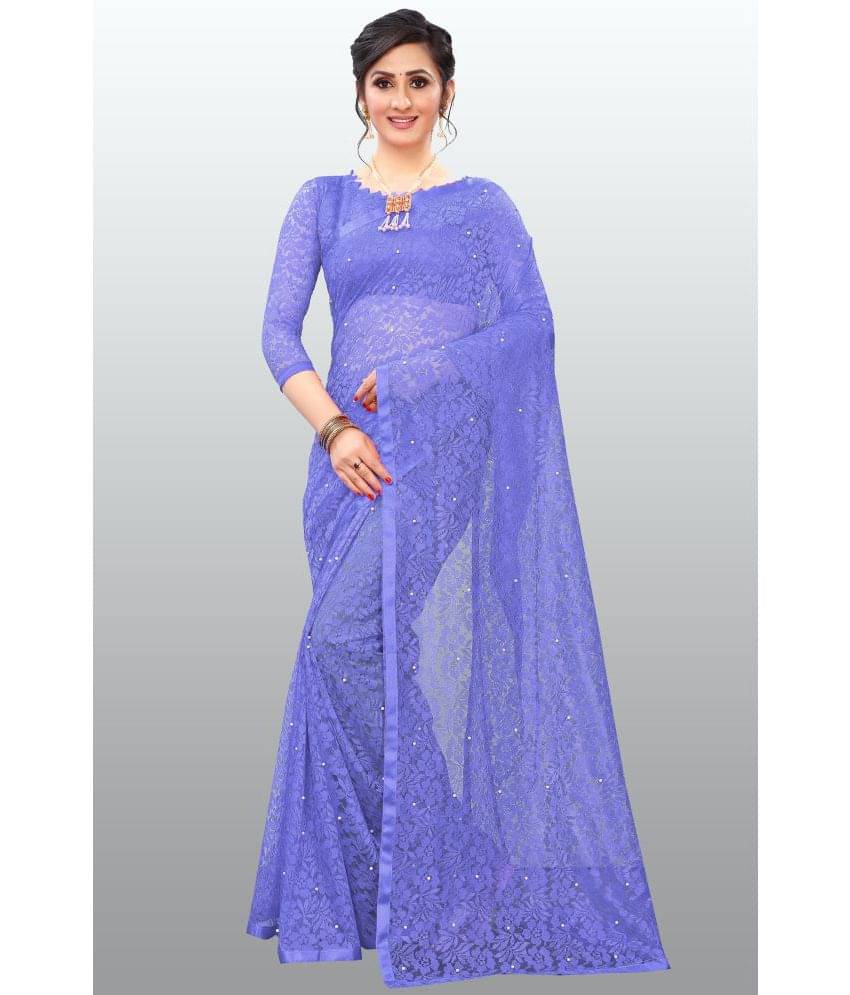 Indy Bliss Net Self Design Saree With Unstitched Blouse Piece ( Purple ) Indy Bliss Net Self Design Saree With Unstitched Blouse Piece ( Purple )