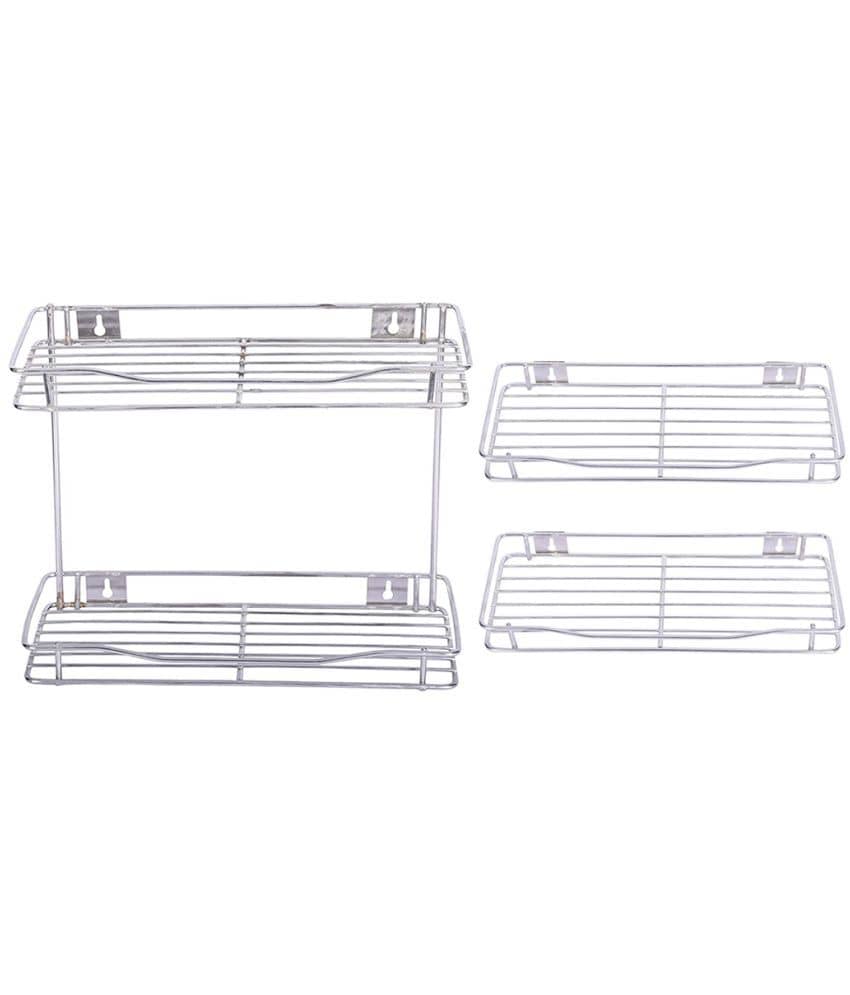JISUN - Silver Stainless Steel Storage Racks ( Pack of 3 )
