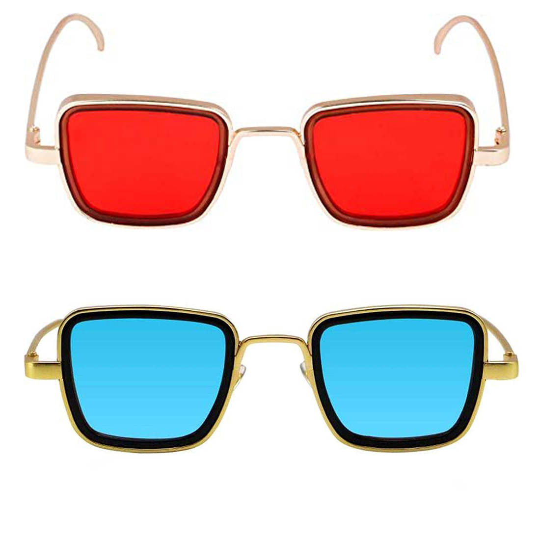 Kanny Devis - Gold Rectangular Sunglasses ( Pack of 2 ) Kanny Devis - Gold Rectangular Sunglasses ( Pack of 2 )