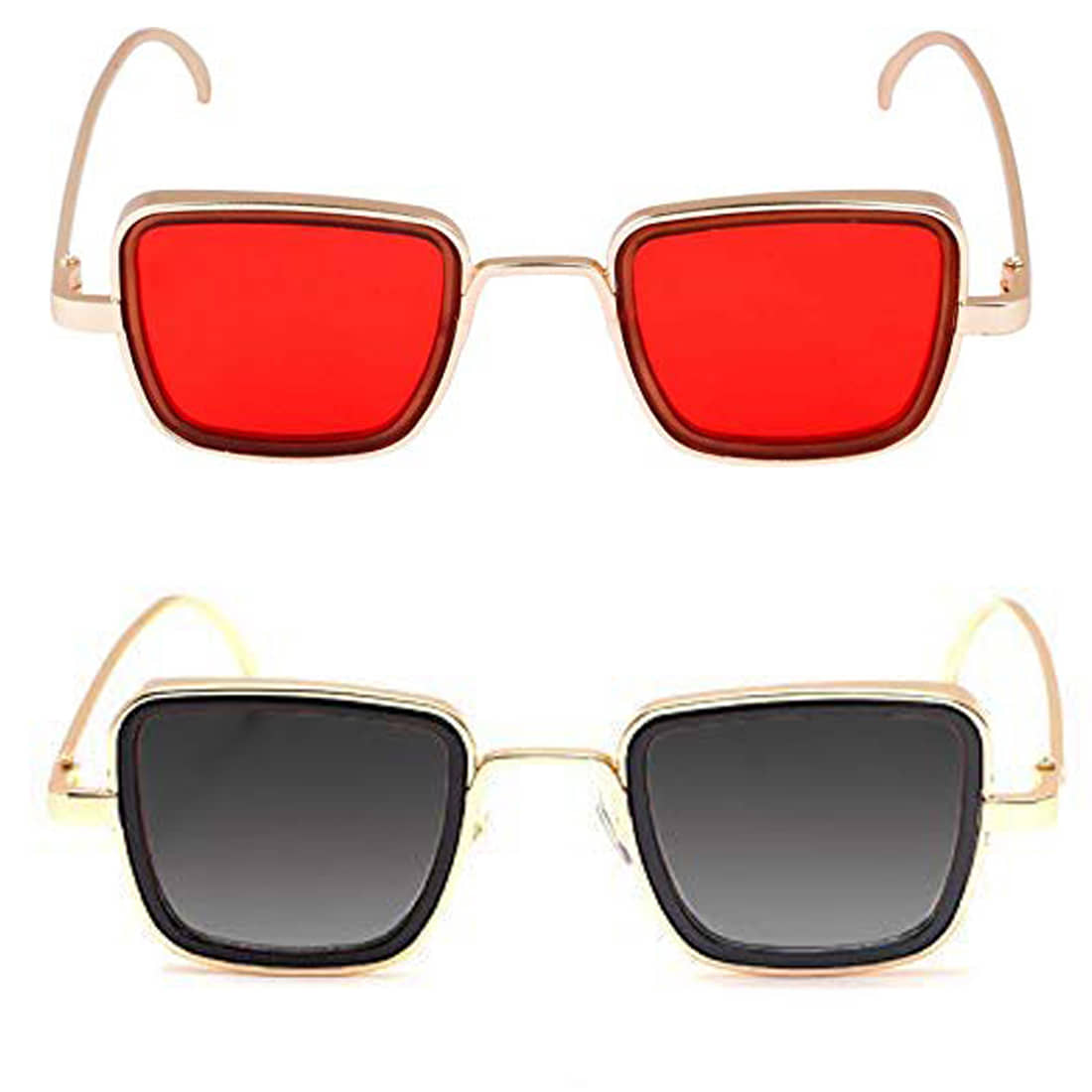 Kanny Devis - Gold Rectangular Sunglasses ( Pack of 2 ) - Sunglasses | Buy online on ZillyBuy