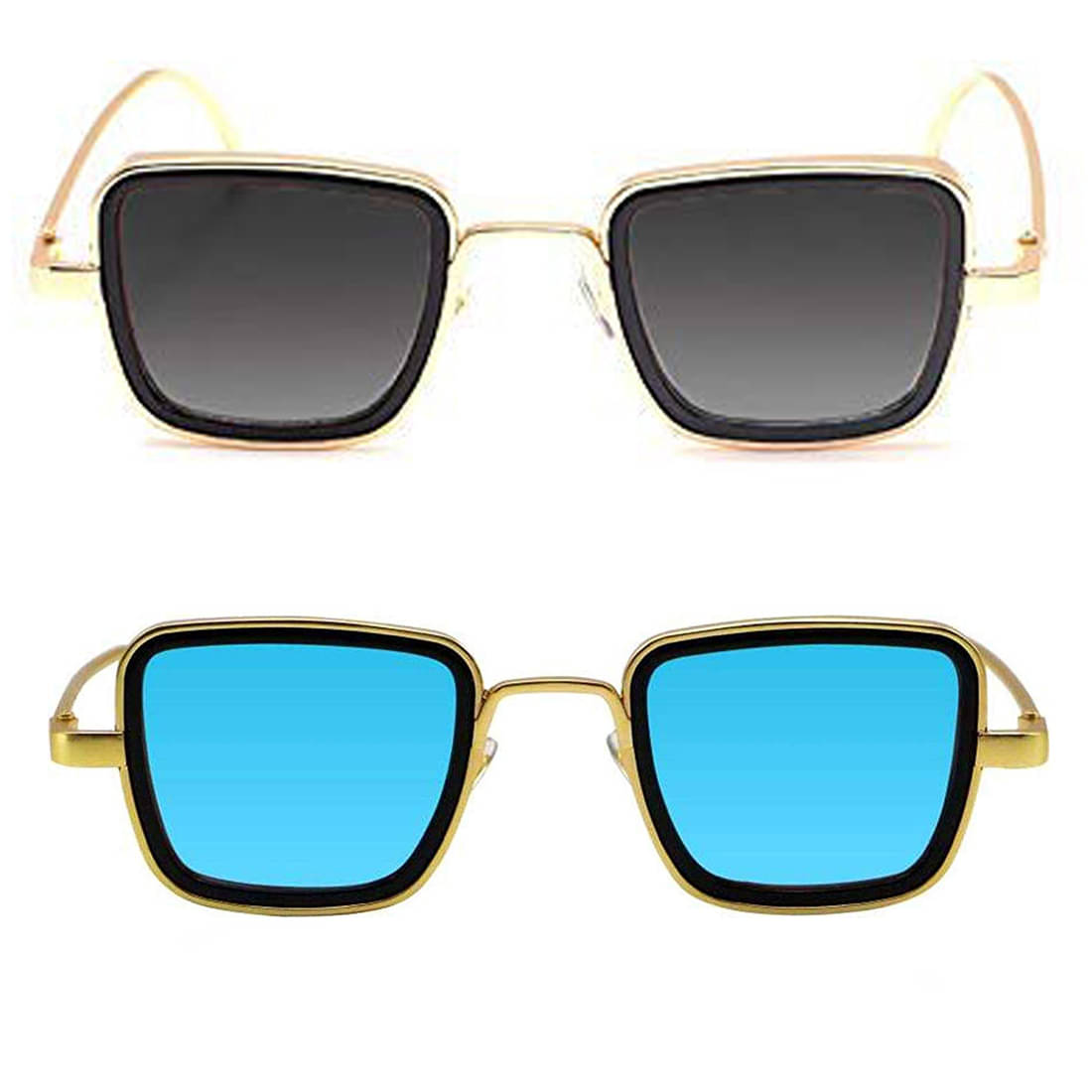 Kanny Devis - Gold Rectangular Sunglasses ( Pack of 2 ) Kanny Devis - Gold Rectangular Sunglasses ( Pack of 2 )
