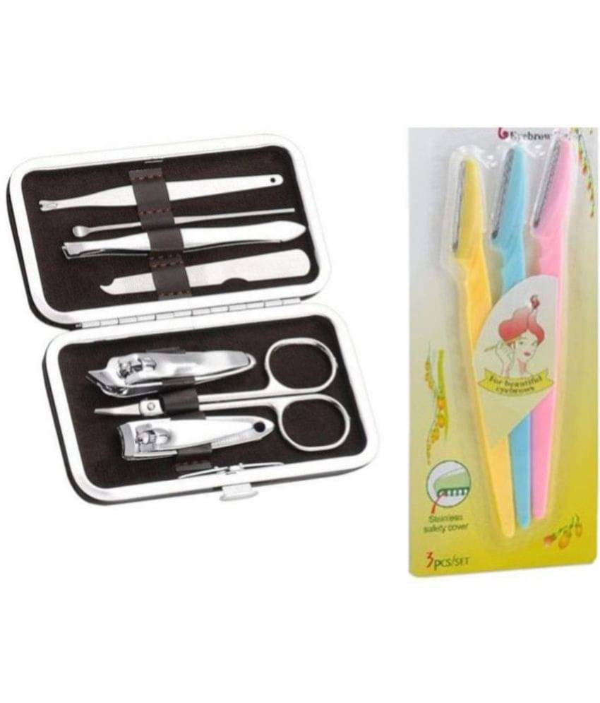     			Lenon Beauty Multipurpose Face Razor, Under Arms And Lag Razor Disposable Razor 3 Blades + 7 Pcs Manicure Kit -Combo Pack of 2