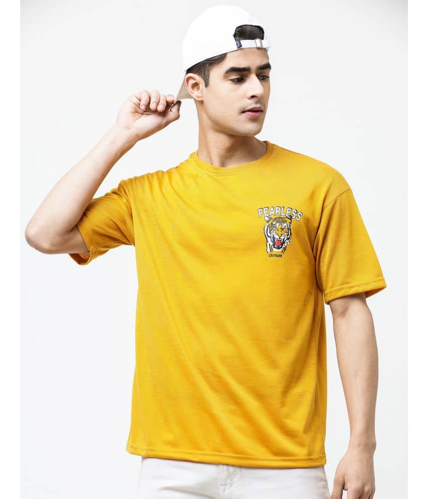 Leotude Pack of 1 Cotton Blend Oversized Fit Men's T-Shirt ( Mustard )