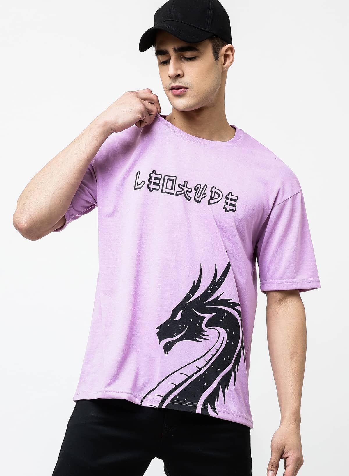 Leotude Pack of 1 Cotton Blend Oversized Fit Men's T-Shirt ( Purple )
