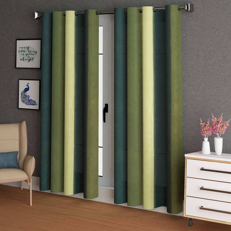 N2C Home - Brown Polyester Colorblock Window Curtain ( Pack of 2 )