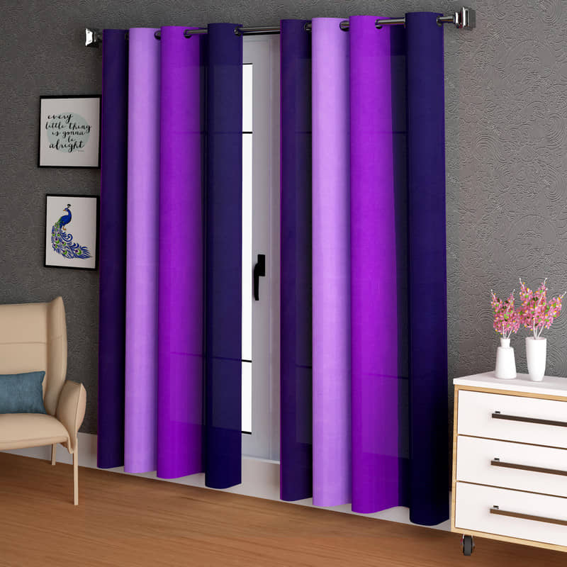 N2C Home - Brown Polyester Colorblock Window Curtain ( Pack of 2 )