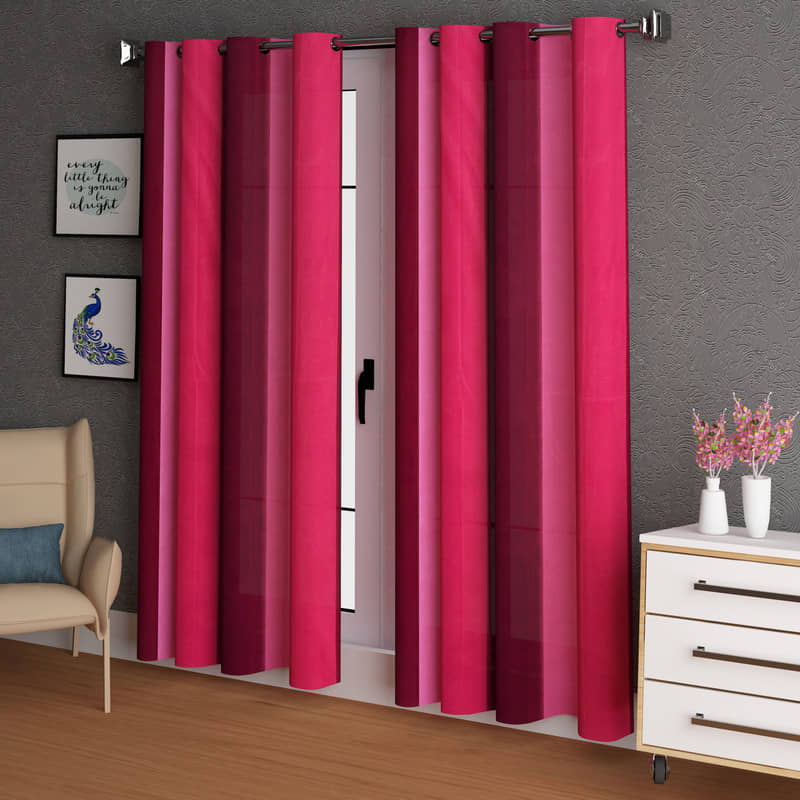 N2C Home - Brown Polyester Colorblock Window Curtain ( Pack of 2 )