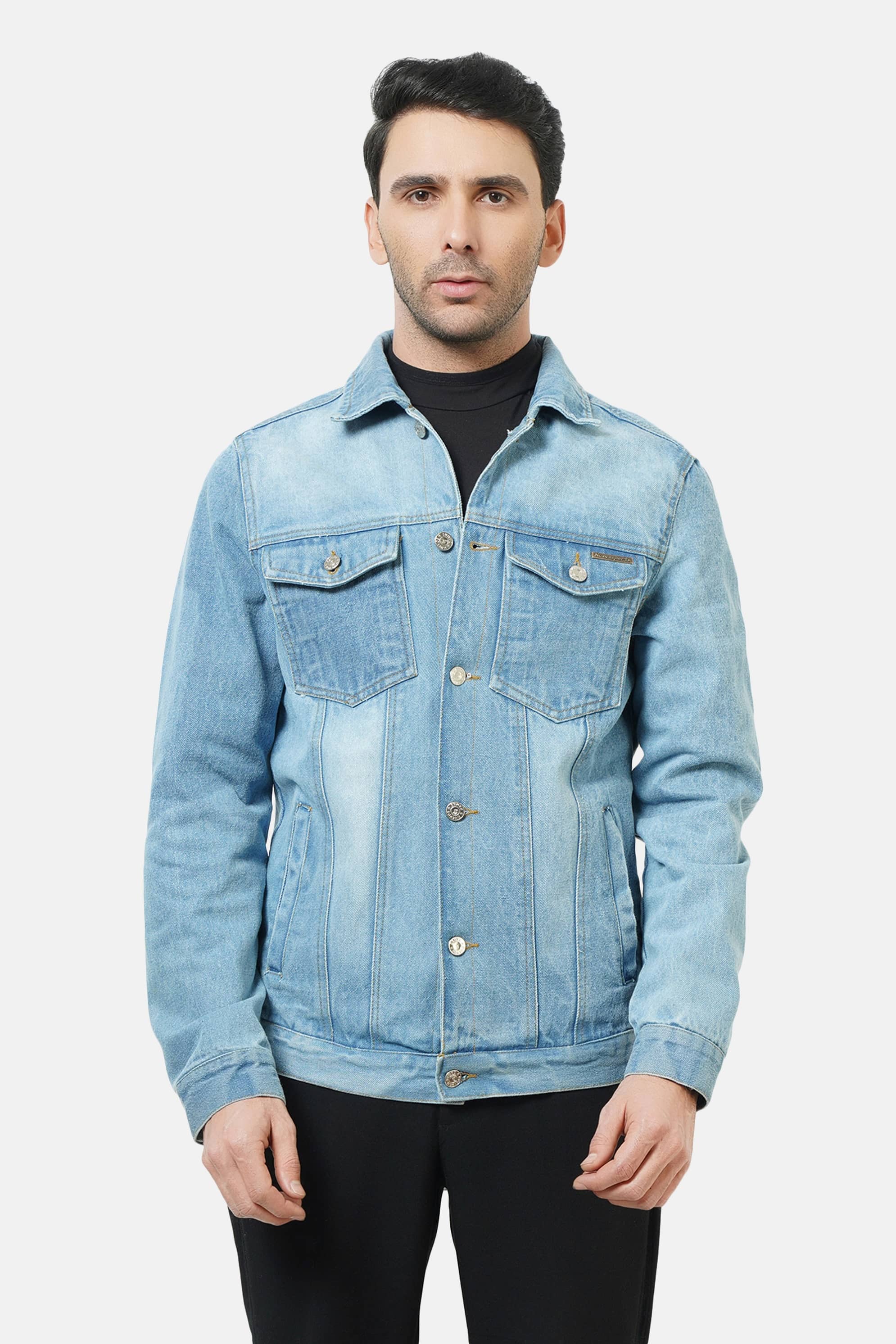 NUEVOSPORTA - Light Blue Denim Regular Fit Men's Denim Jacket ( Pack of 1 ) - Jackets & Coats | Buy online on ZillyBuy