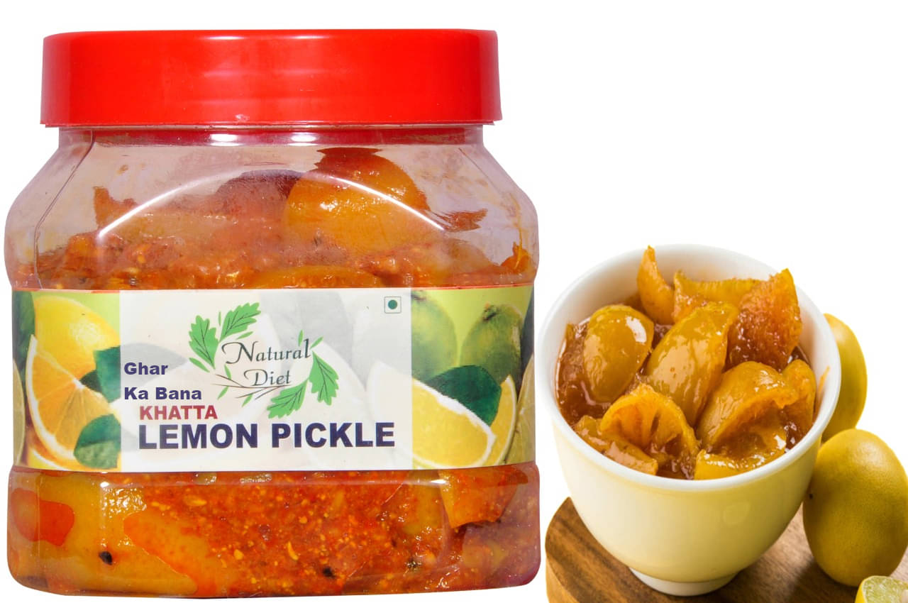 Natural Diet Ghar Ka Bana Masalo Se Bana Punjabi Khatta Lemon Pickle | Tasty & Spicy Pickle 500 g Natural Diet Ghar Ka Bana Masalo Se Bana Punjabi Khatta Lemon Pickle | Tasty & Spicy Pickle 500 g