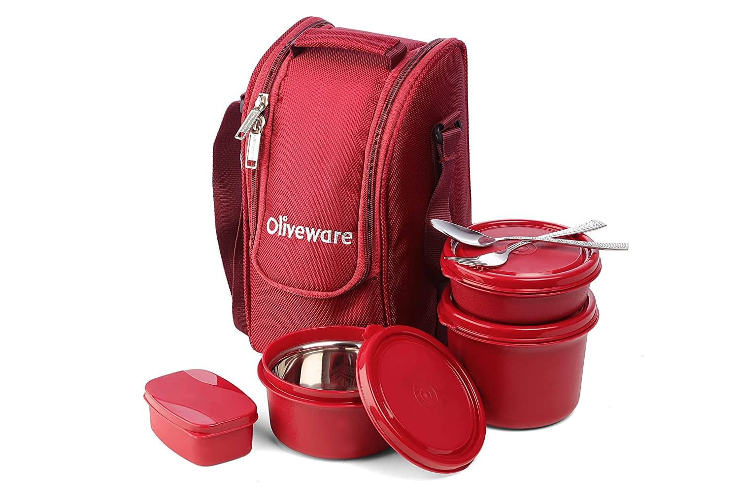     			Oliveware Executive Microwave Stainless Steel Lunch Box 3 Container (Pack of 1)