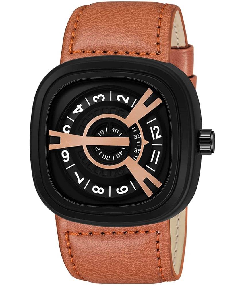     			Om Collection - Brown Leather Analog Men's Watch