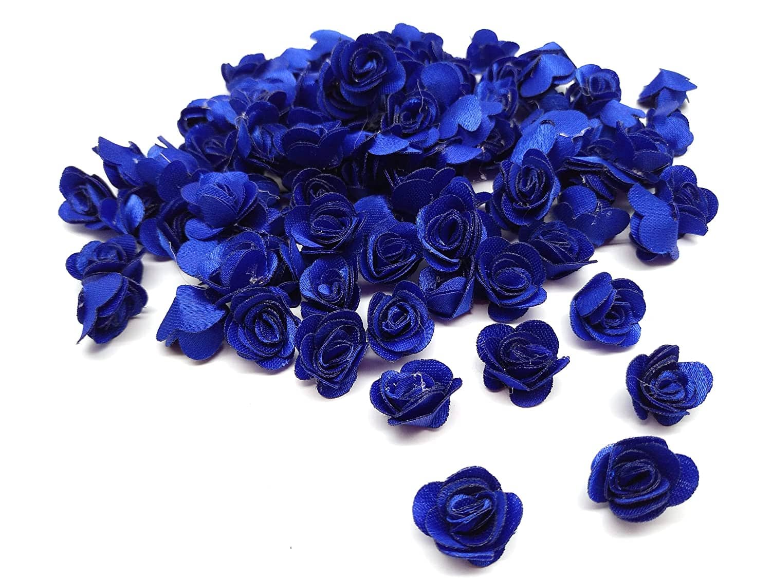 PRANSUNITA Mini Stem Less Satan Rose Flower Heads ( Size – 1.5 cm ), Handmade Artificial Roses for Dresses Weddings, Valentine, Radha Krishna & Baby Shower Decoration Crafts - 90 pcs – Color- Royal Blue - Stationery | Buy online on ZillyBuy