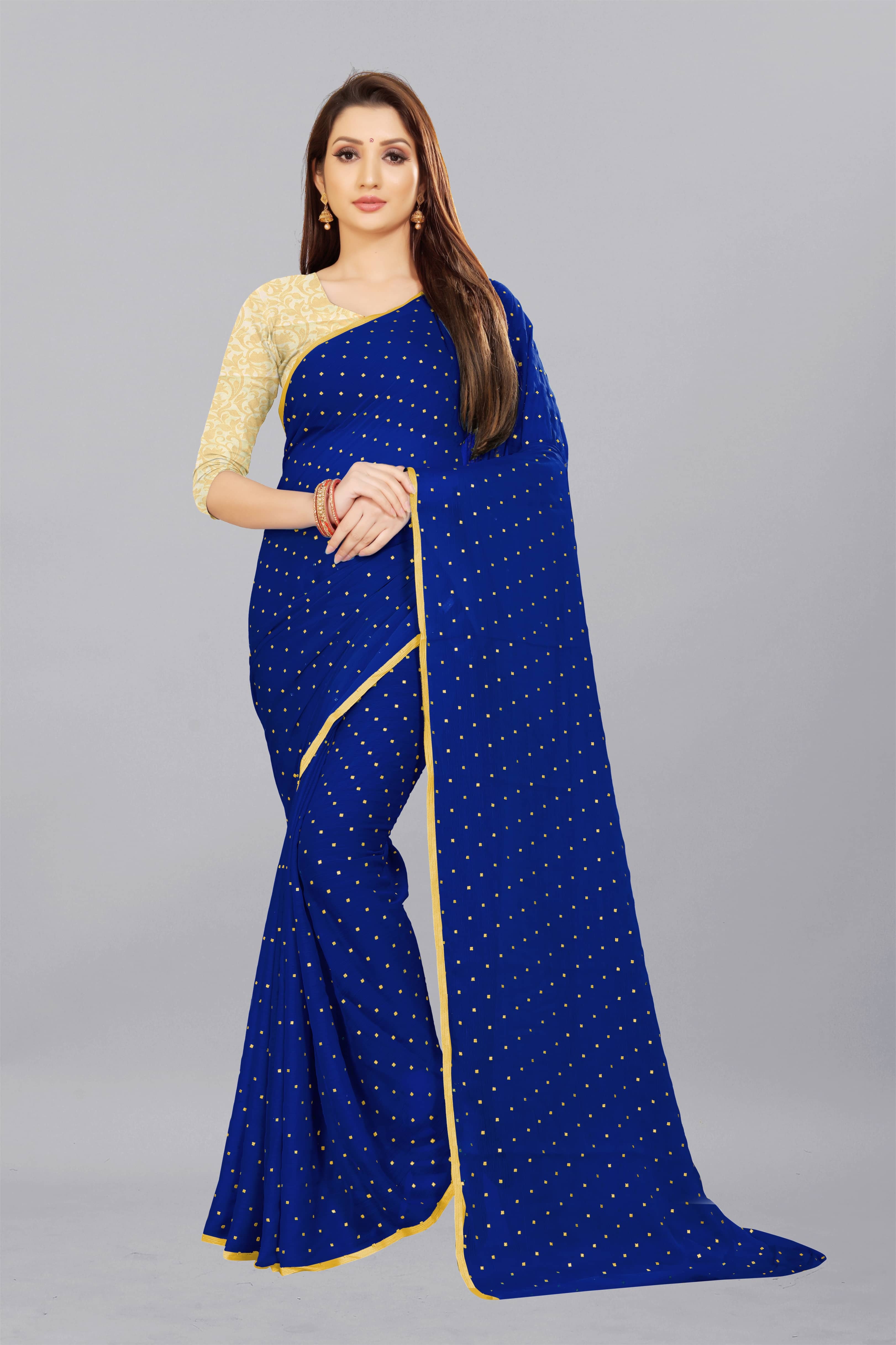 Rhey Chiffon Printed Saree With Unstitched Blouse Piece ( Green ) - Sarees | Buy online on ZillyBuy