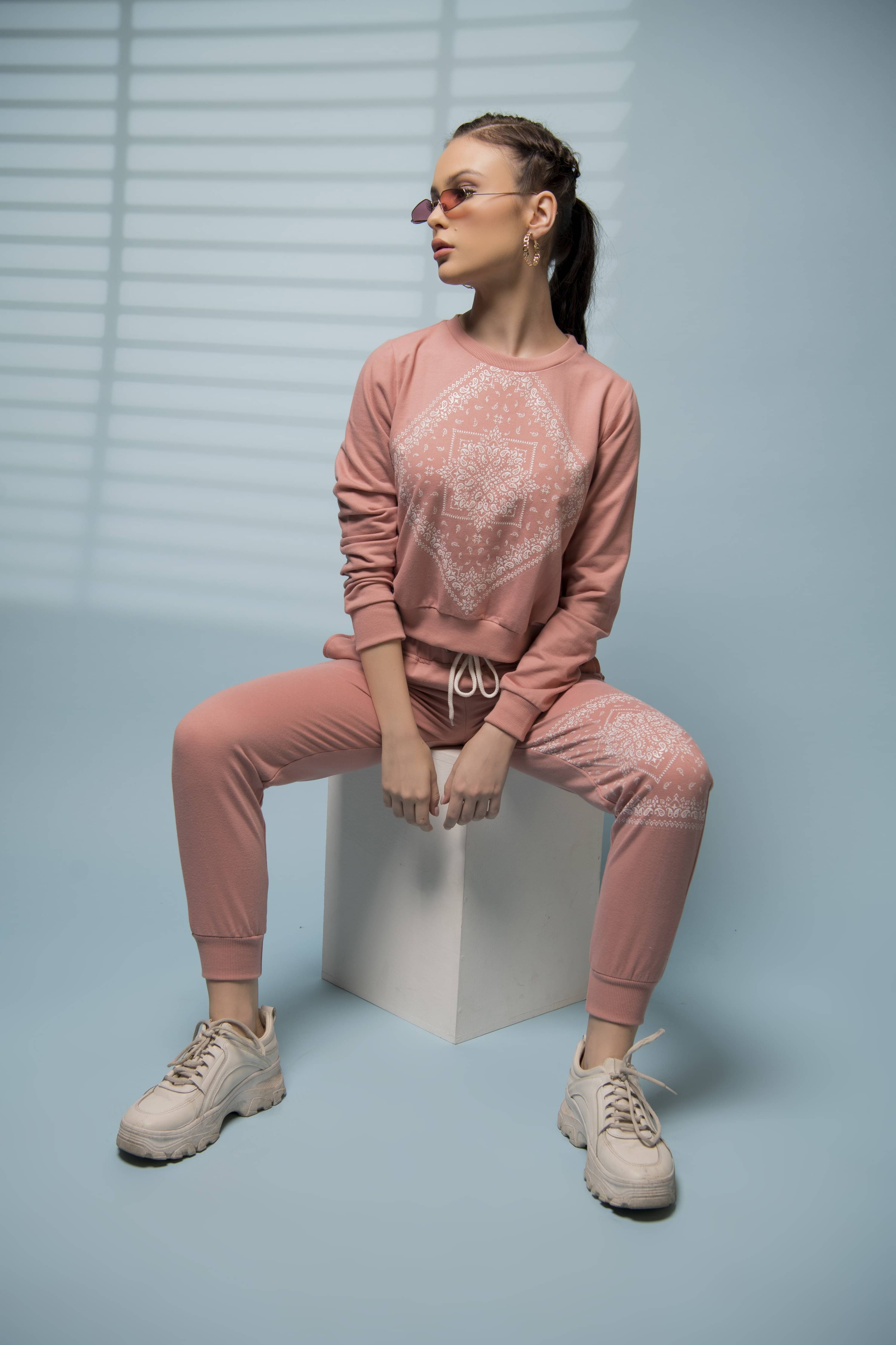     			Rigo Peach Cotton Blend Printed Tracksuit - Pack of 1