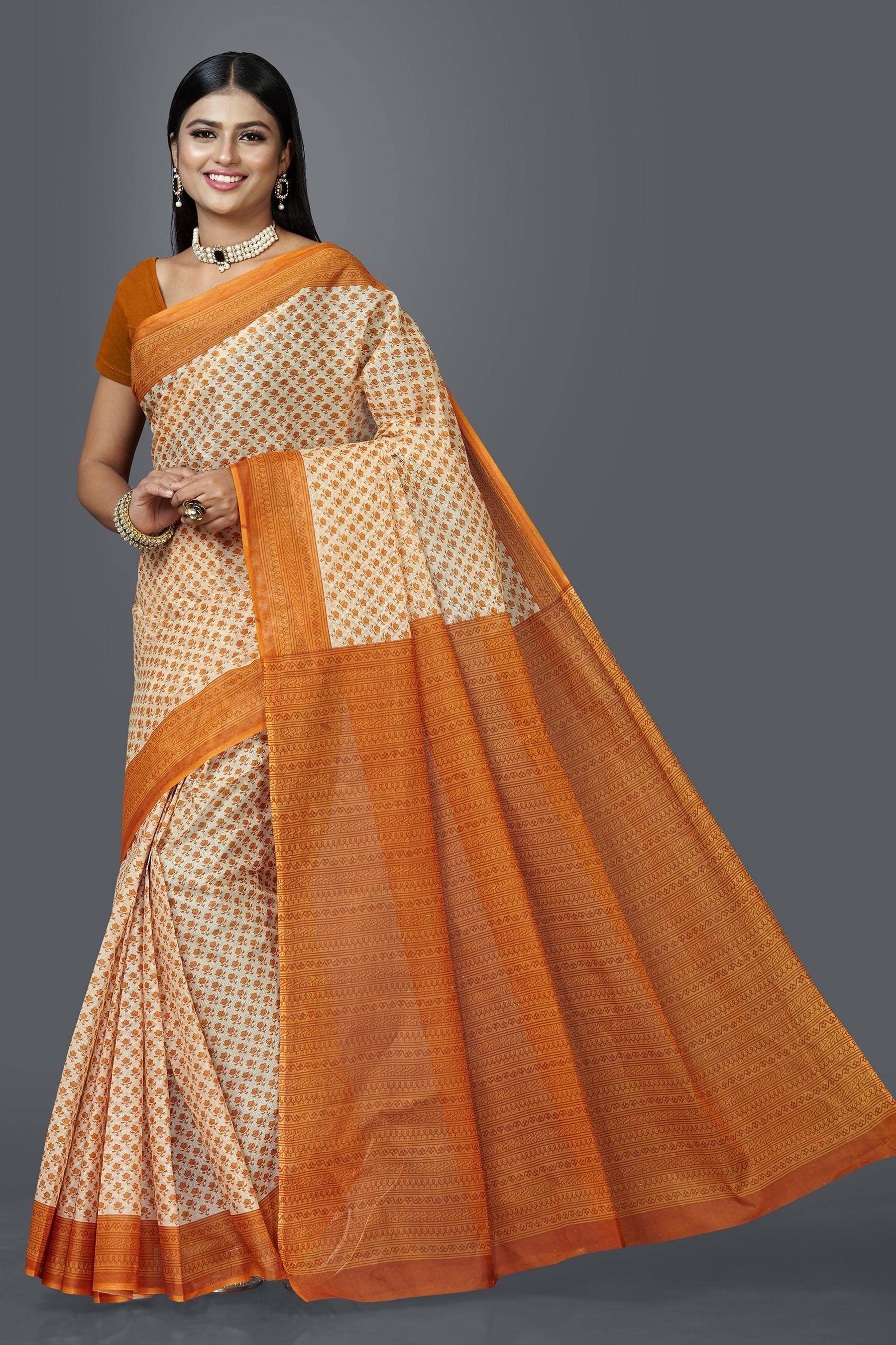     			SHANVIKA Cotton Printed Saree Without Blouse Piece ( Beige )
