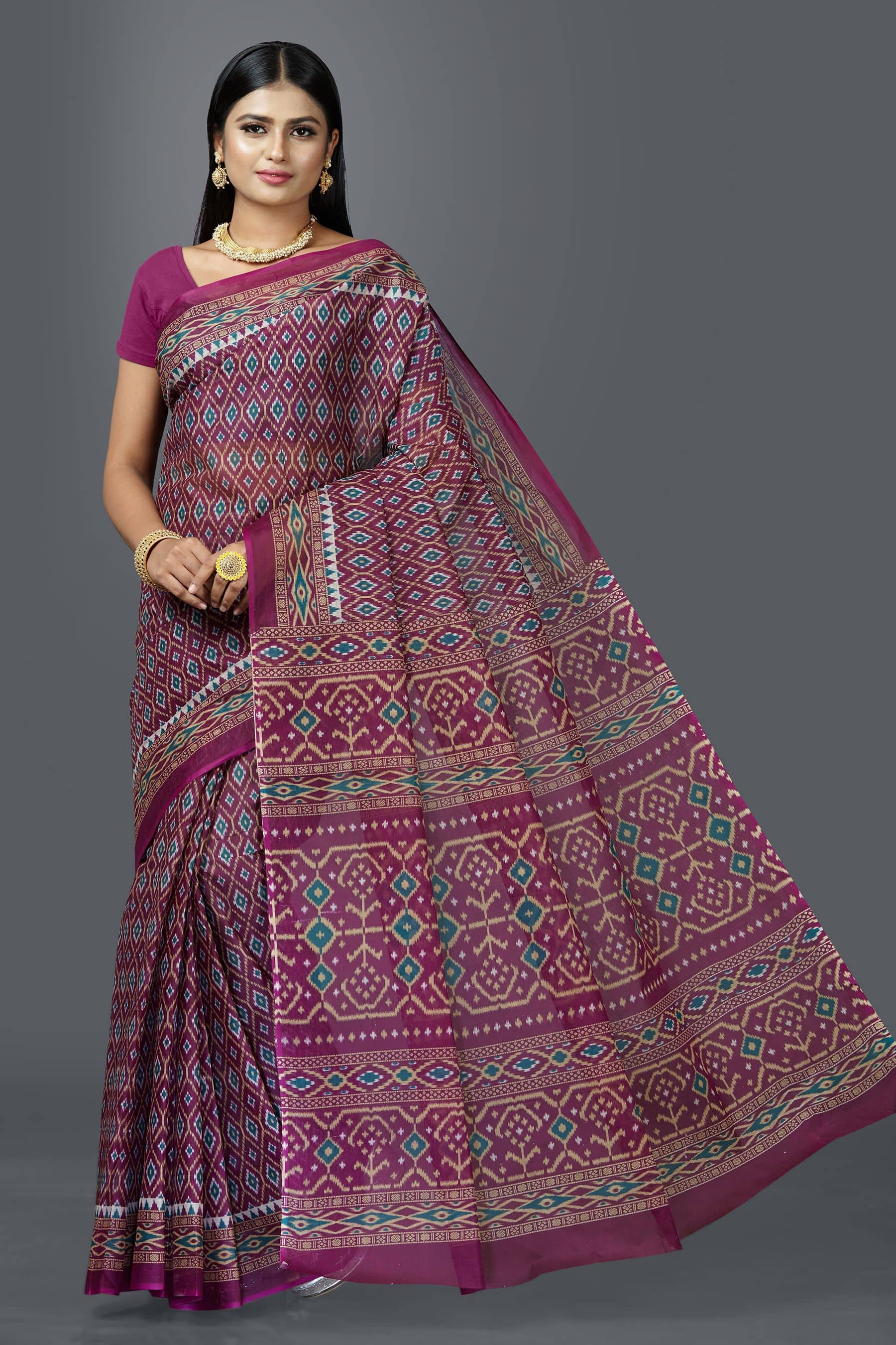 SHANVIKA Cotton Printed Saree Without Blouse Piece ( Blue ) - Sarees | Buy online on ZillyBuy