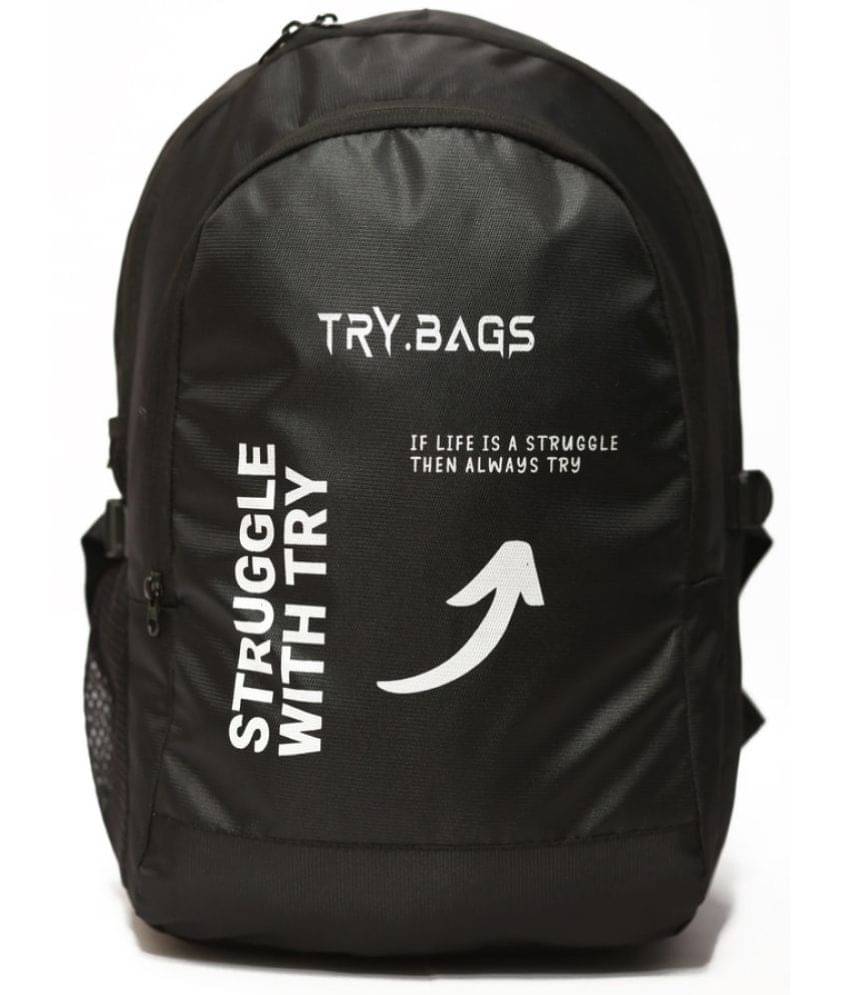     			TRYBAGS - Black Polyester Backpack ( 40 Ltrs )