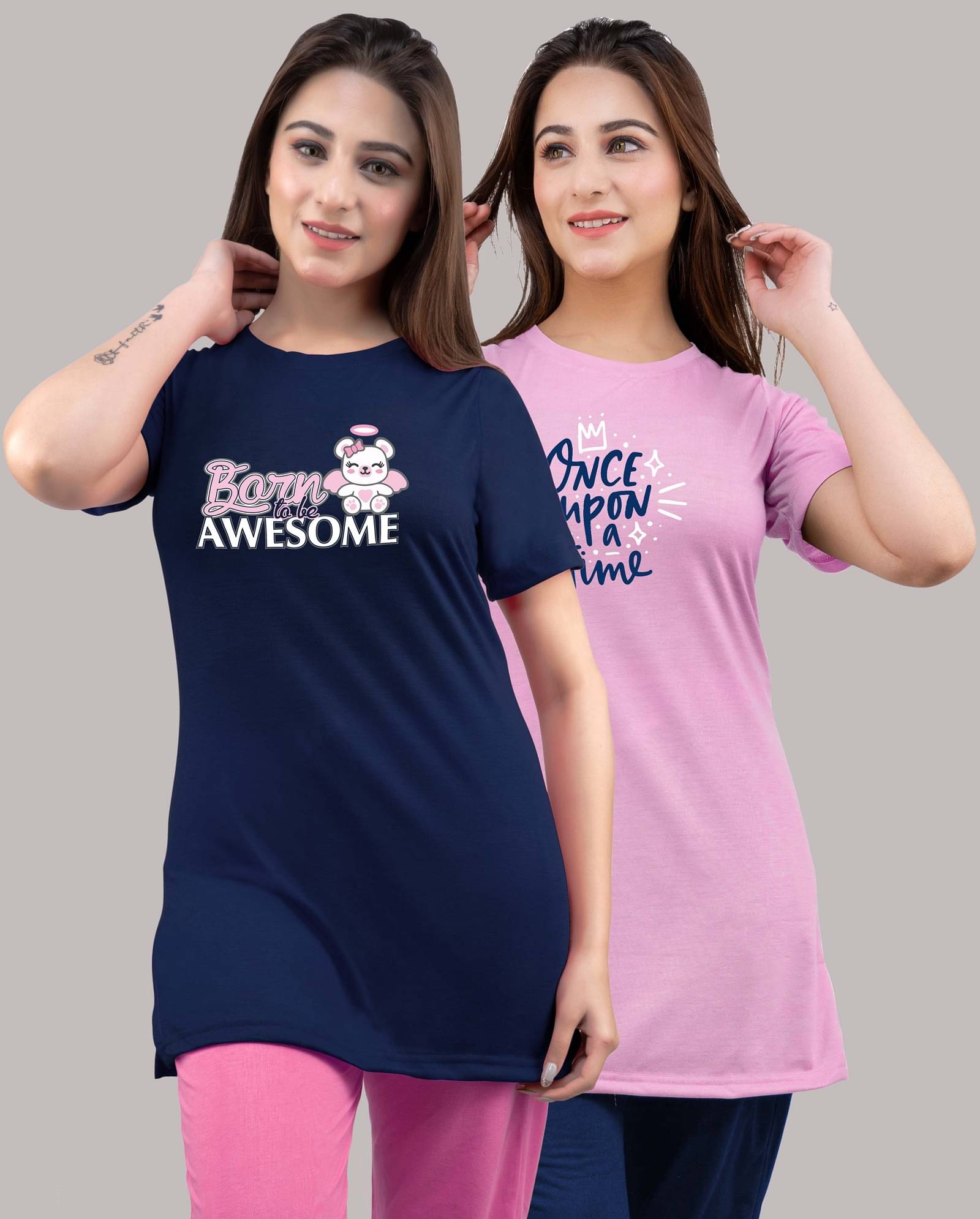 URBE Women Cotton Blend Printed Regular Fit Round Neck T-Shirt ( Navy ) URBE Women Cotton Blend Printed Regular Fit Round Neck T-Shirt ( Navy )