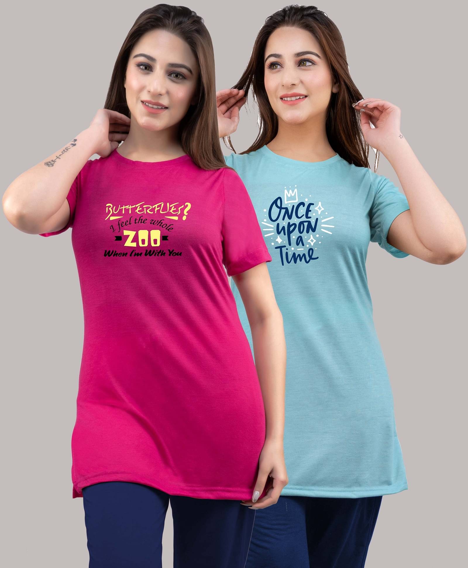 URBE Women Cotton Blend Printed Regular Fit Round Neck T-Shirt ( Turquoise )     			URBE Women Cotton Blend Printed Regular Fit Round Neck T-Shirt ( Turquoise )