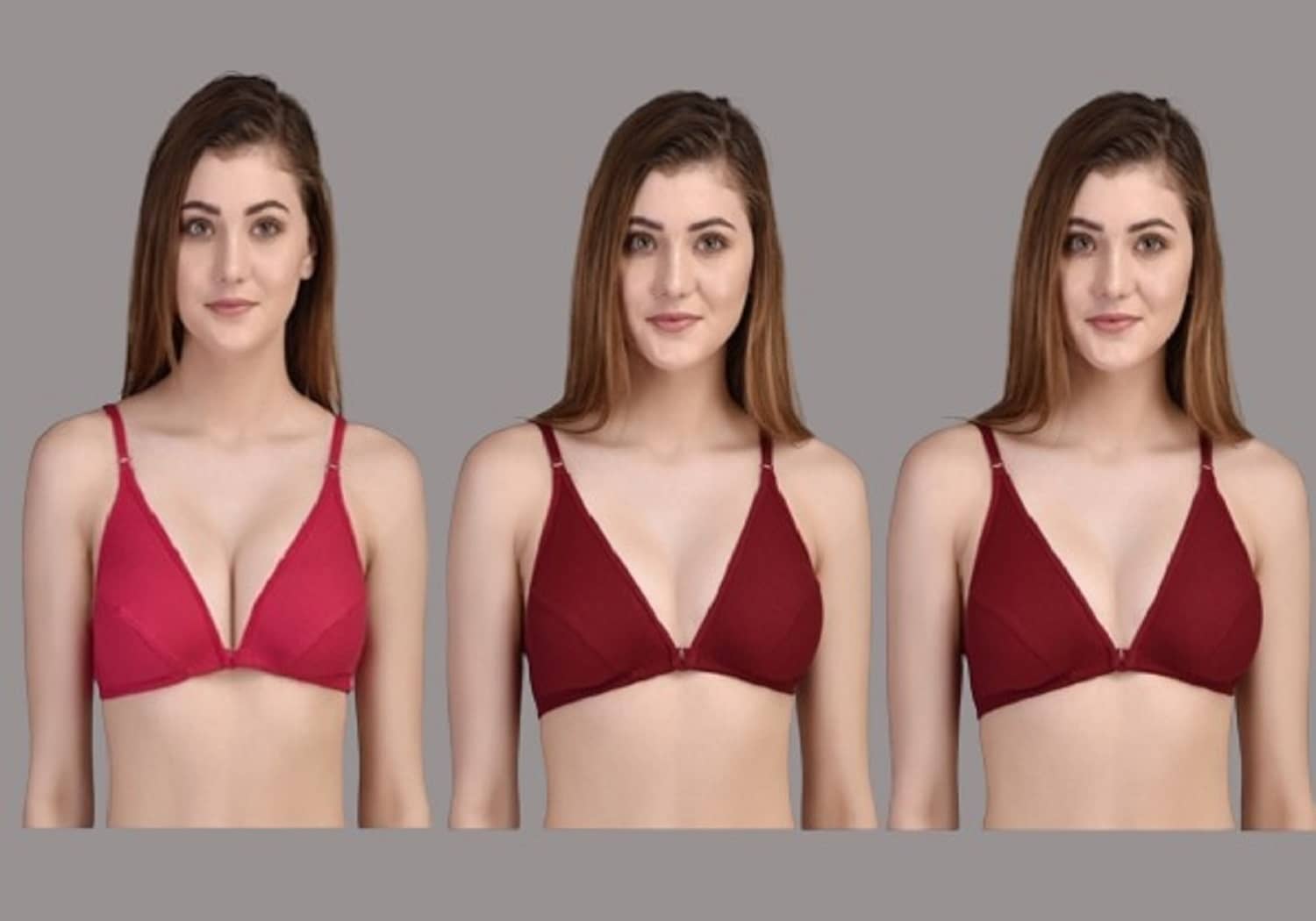 Zourt Pack of 3 Cotton Non Padded Women's T-Shirt Bra ( Multicolor )