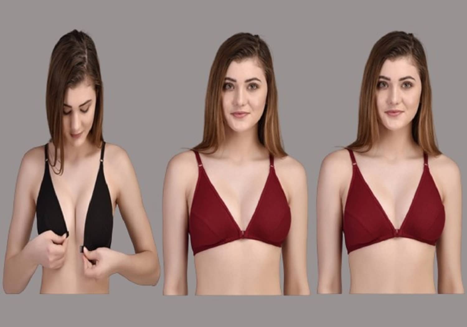 Zourt Pack of 3 Cotton Non Padded Women's Everyday Bra ( Multicolor )