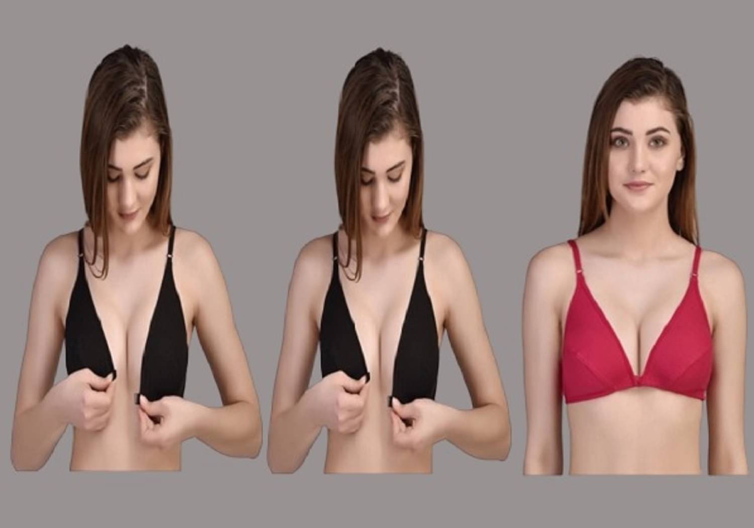 Zourt Pack of 3 Cotton Non Padded Women's T-Shirt Bra ( Multicolor ) Zourt Pack of 3 Cotton Non Padded Women's T-Shirt Bra ( Multicolor )