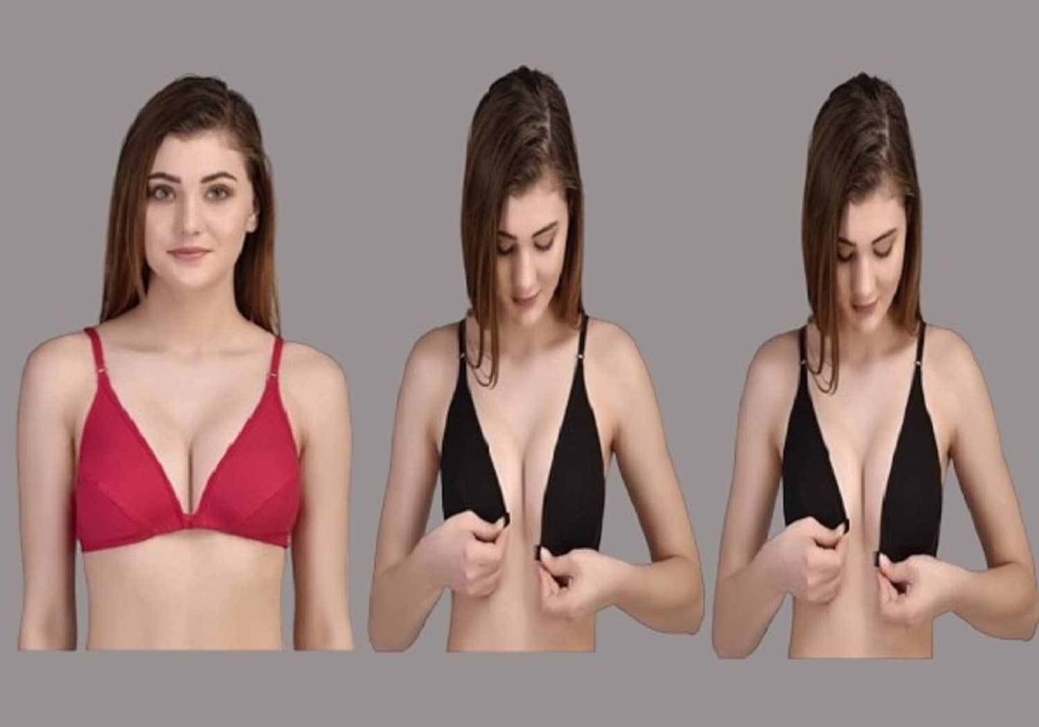 Zourt Pack of 3 Cotton Non Padded Women's Everyday Bra ( Multicolor )