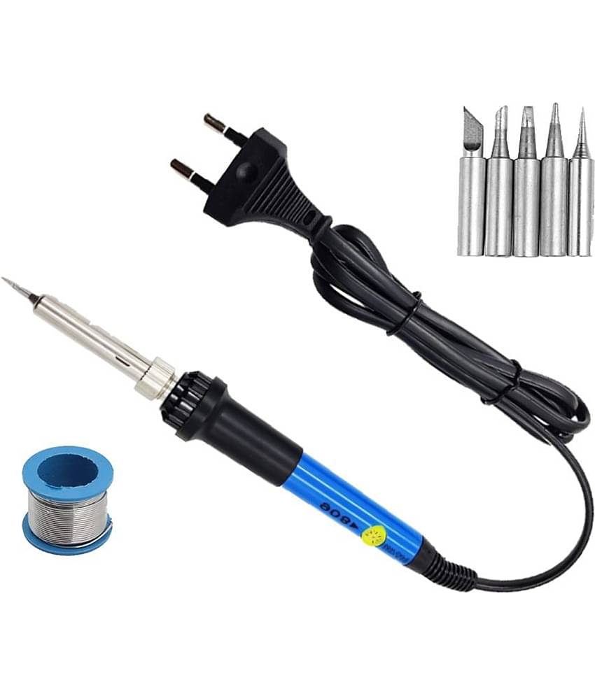ALDECO: ( 7 in 1 ) SOLDERING IRON 25 Watt Professional Kit -Heavy IRON, 5 Pcs Bit Set, Wire
