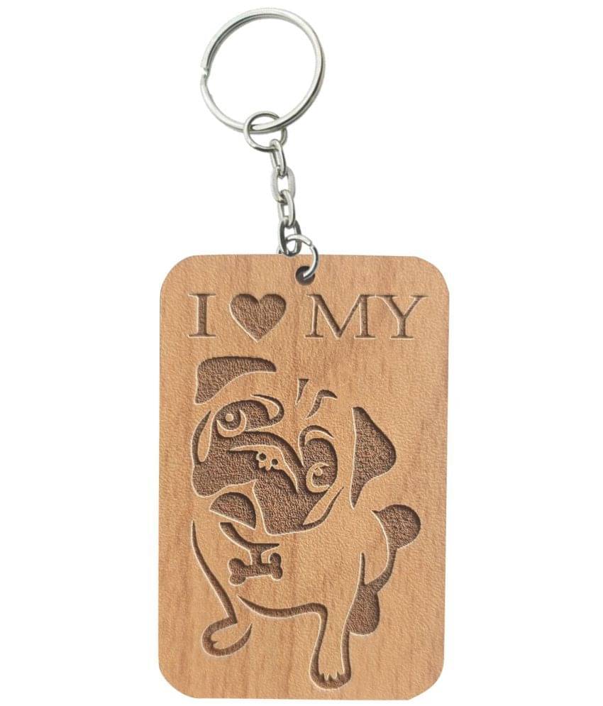 Asmi Collection Beige Wood Keychain - Pack of 1 Asmi Collection Beige Wood Keychain - Pack of 1