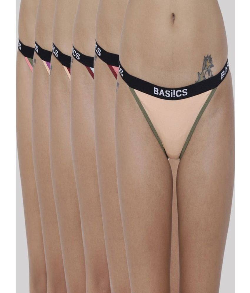     			BASIICS By La Intimo Pack of 6 Cotton Lycra Solid Women's No Panty Line ( Multicolor ) BCPBR090F
