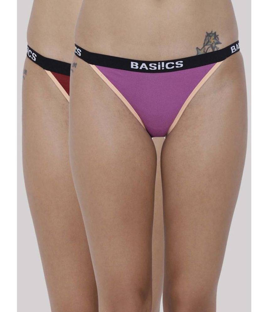 BASIICS By La Intimo Pack of 2 Cotton Lycra Solid Women's Crotchless ( Multicolor ) BCPBR090B BASIICS By La Intimo Pack of 2 Cotton Lycra Solid Women's Crotchless ( Multicolor ) BCPBR090B