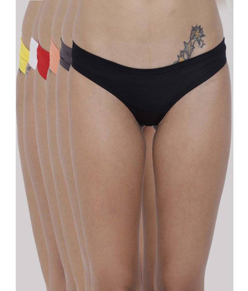 BASIICS By La Intimo Pack of 6 Polyester Solid Women's Bikini ( Multicolor ) BCPSS020F BASIICS By La Intimo Pack of 6 Polyester Solid Women's Bikini ( Multicolor ) BCPSS020F