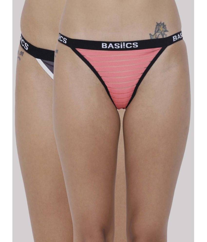     			BASIICS By La Intimo Pack of 2 Polyester Striped Women's No Panty Line ( Multicolor ) BCPTH010B