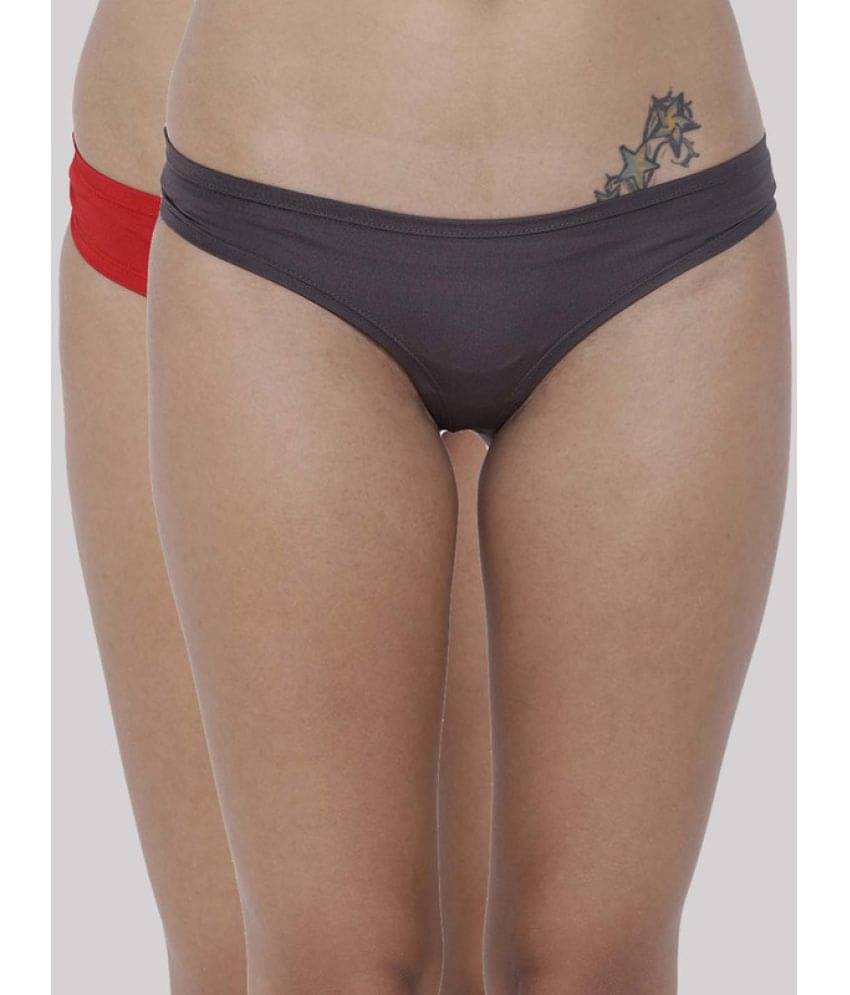 BASIICS By La Intimo Pack of 2 Polyester Solid Women's Bikini ( Multicolor ) BCPSS020B BASIICS By La Intimo Pack of 2 Polyester Solid Women's Bikini ( Multicolor ) BCPSS020B