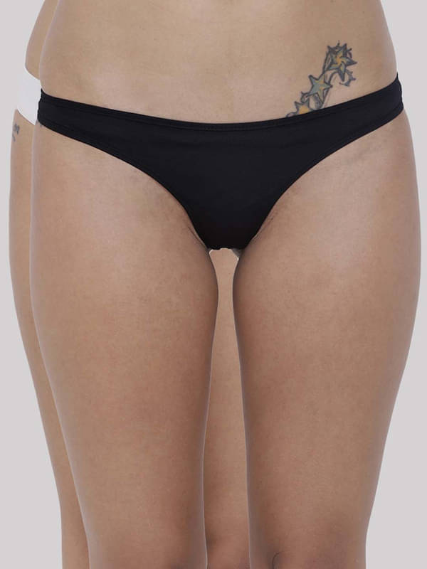 BASIICS By La Intimo Pack of 2 Polyester Solid Women's Bikini ( Multicolor ) BCPSS010B BASIICS By La Intimo Pack of 2 Polyester Solid Women's Bikini ( Multicolor ) BCPSS010B