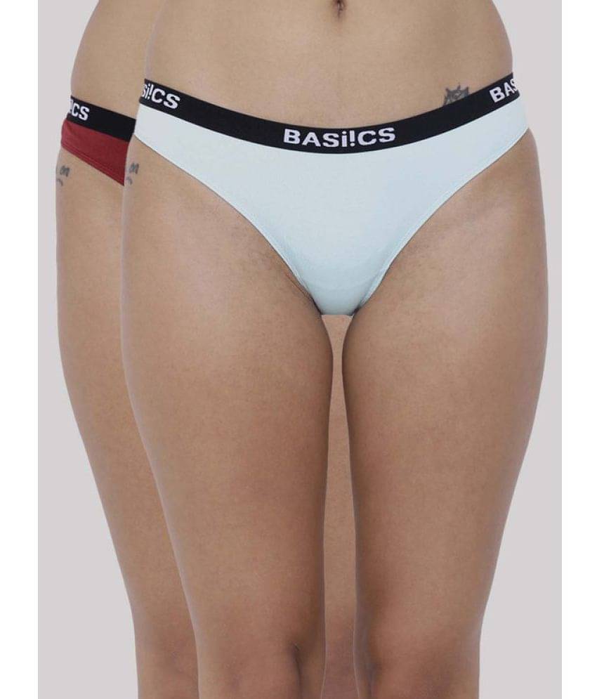 BASIICS By La Intimo Pack of 2 Cotton Lycra Solid Women's Bikini ( Multicolor ) BCPBR080B BASIICS By La Intimo Pack of 2 Cotton Lycra Solid Women's Bikini ( Multicolor ) BCPBR080B