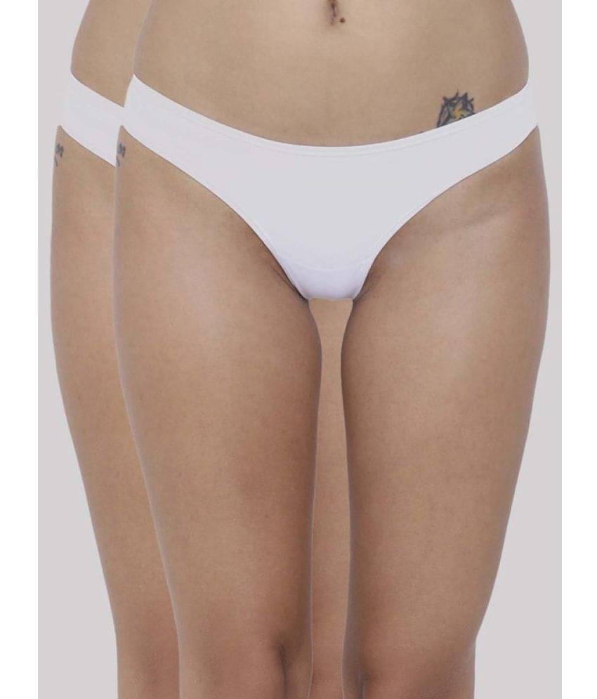 BASIICS By La Intimo Pack of 2 Polyester Solid Women's Bikini ( White ) BCPSS010B BASIICS By La Intimo Pack of 2 Polyester Solid Women's Bikini ( White ) BCPSS010B
