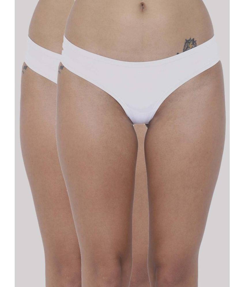 BASIICS By La Intimo Pack of 2 Polyester Solid Women's Bikini ( White ) BCPSS020B BASIICS By La Intimo Pack of 2 Polyester Solid Women's Bikini ( White ) BCPSS020B