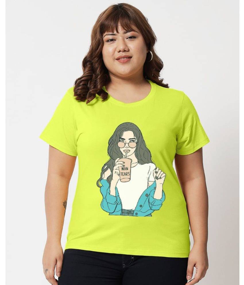 BEYOND SIZE - THE DRY STATE Women Cotton Blend Printed Regular Fit Round Neck T-Shirt ( Fluorescent Green ) BEYOND SIZE - THE DRY STATE Women Cotton Blend Printed Regular Fit Round Neck T-Shirt ( Fluorescent Green )