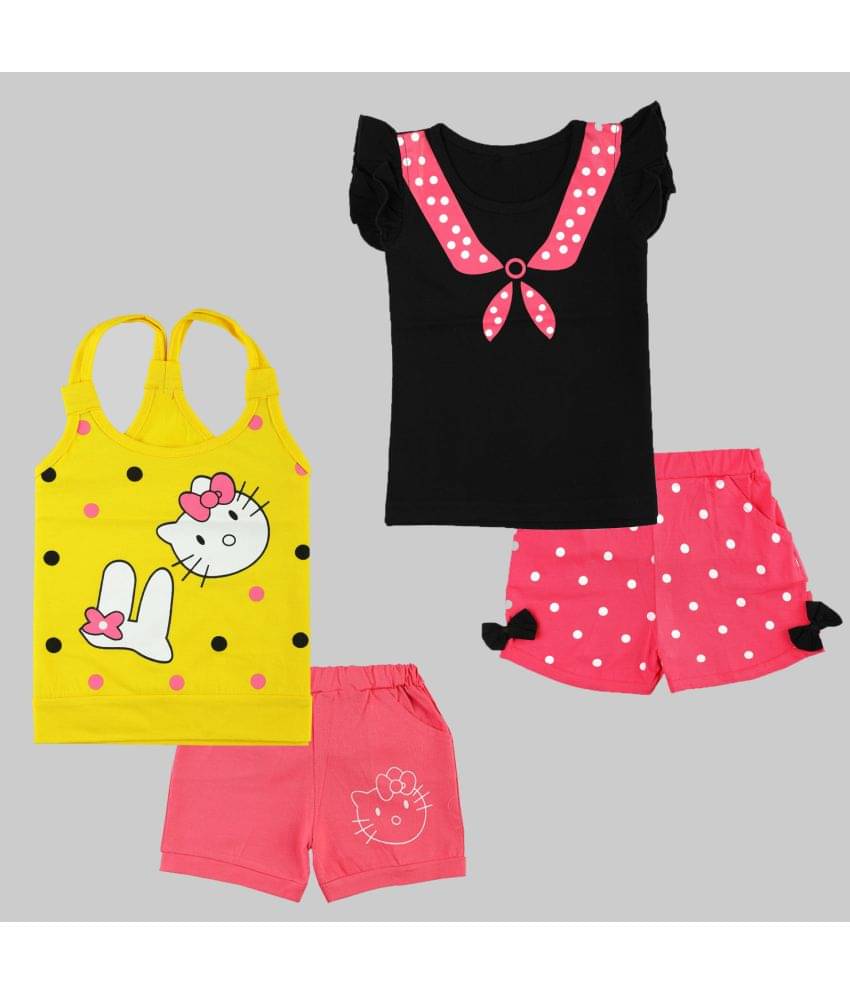     			CATCUB Pack of 2 Baby Girls Cotton Top & Shorts ( Multicolor )