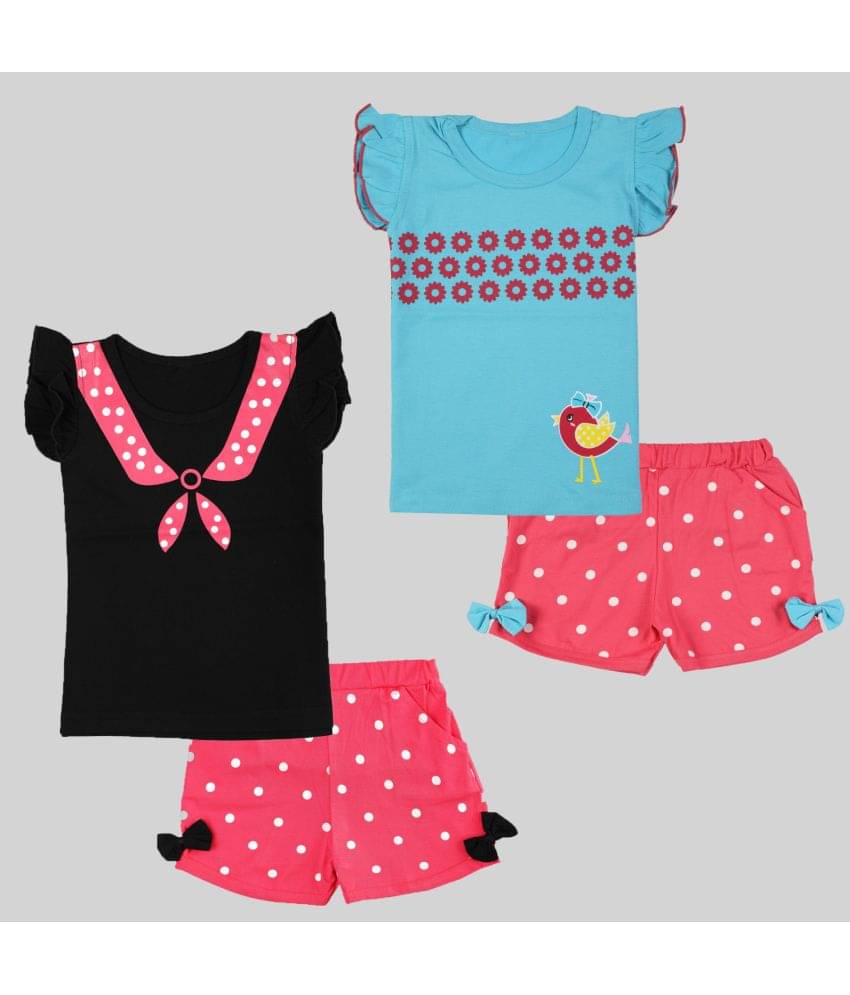     			CATCUB Pack of 2 Baby Girls Cotton Top & Shorts ( Multicolor )