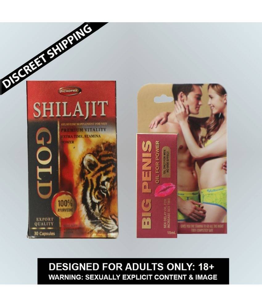 Combo of Shilajit_30 Gold Power Ayurvedic for Men Capsule & Dr Chopra Big Penis Oil for extra time And Stamina By KaamYog Combo of Shilajit_30 Gold Power Ayurvedic for Men Capsule & Dr Chopra Big Penis Oil for extra time And Stamina By KaamYog