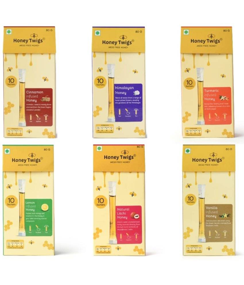 HONEY TWIGS Honey twigs Multifloral Honey Mix Flavour 480 g Pack of 6     			HONEY TWIGS Honey twigs Multifloral Honey Mix Flavour 480 g Pack of 6
