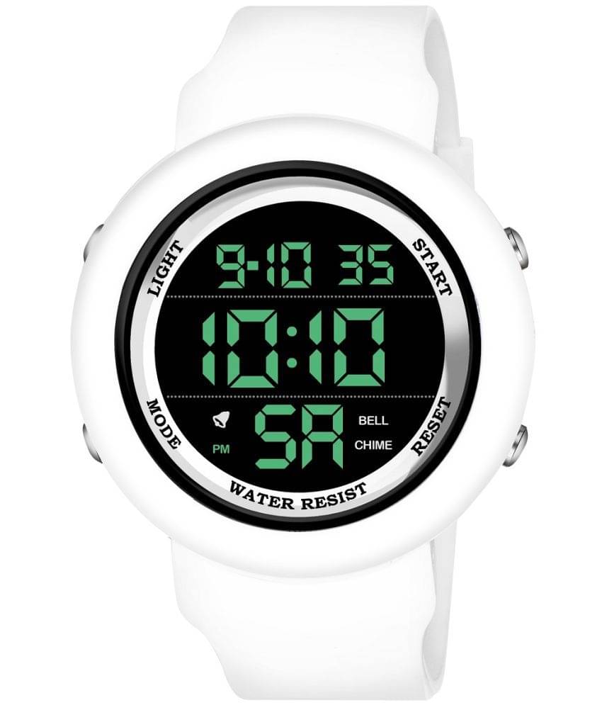     			Hala - White PU Digital Men's Watch