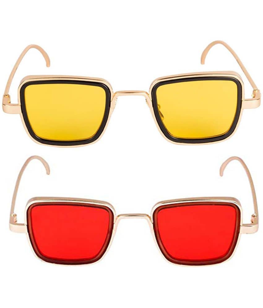 Kanny Devis - Gold Rectangular Sunglasses ( Pack of 2 ) - Sunglasses | Buy online on ZillyBuy