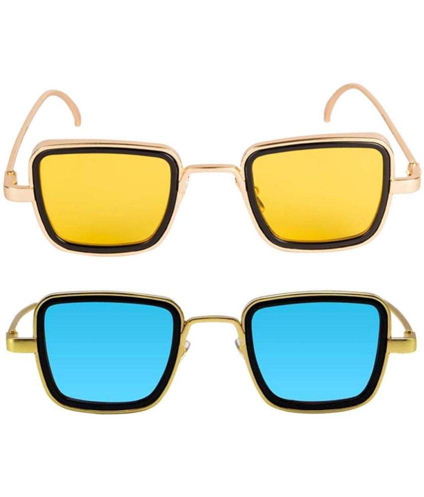 Kanny Devis - Gold Rectangular Sunglasses ( Pack of 2 ) Kanny Devis - Gold Rectangular Sunglasses ( Pack of 2 )