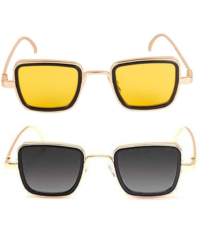 Kanny Devis - Gold Square Sunglasses ( Pack of 2 ) - Sunglasses | Buy online on ZillyBuy