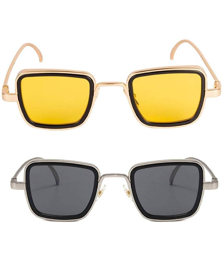 Kanny Devis - Gold Square Sunglasses ( Pack of 2 ) Kanny Devis - Gold Square Sunglasses ( Pack of 2 )