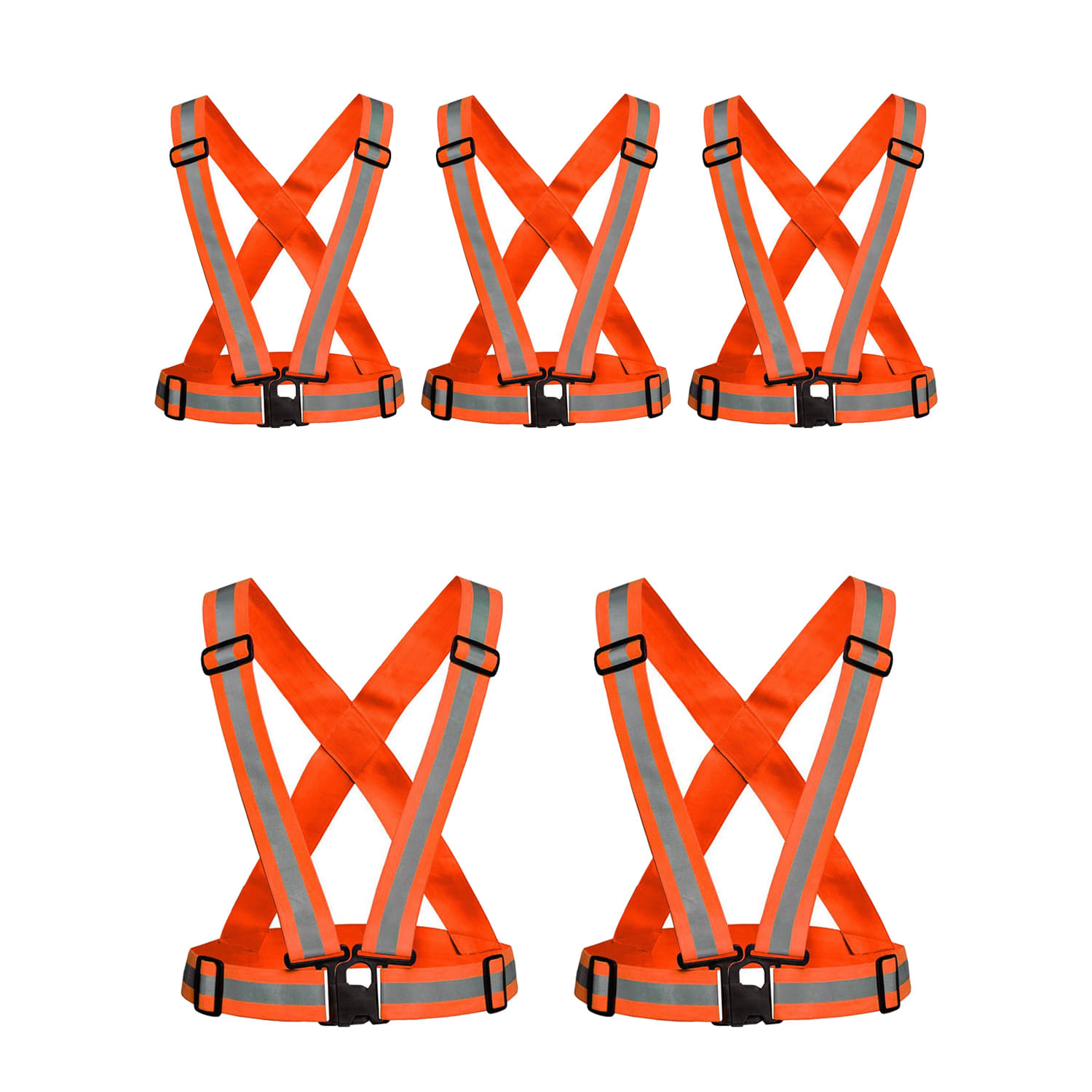 Laxmi Polyester High Visibility Safety Reflective Vest Belt Jacket(Pack 5) Orange Safety Jacket Laxmi Polyester High Visibility Safety Reflective Vest Belt Jacket(Pack 5) Orange Safety Jacket