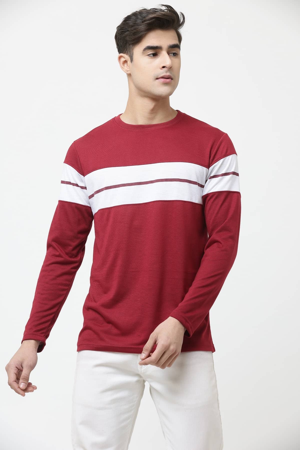 Leotude Pack of 1 Cotton Blend Regular Fit Men's T-Shirt ( Maroon )